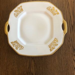 B&C Limoges Octagon Plate with Handles.  Gold Art Deco Design.  Rare Find..